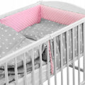 Baby 5Pc Dimple Bedding Set Duvet Quilt Fit Cotbed 140X70cm Dimple Pink/ Small White Stars On Grey
