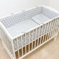 Baby 6Pc Bedding Set All-Round Bumper Fit Cotbed 140X70cm Dots Grey