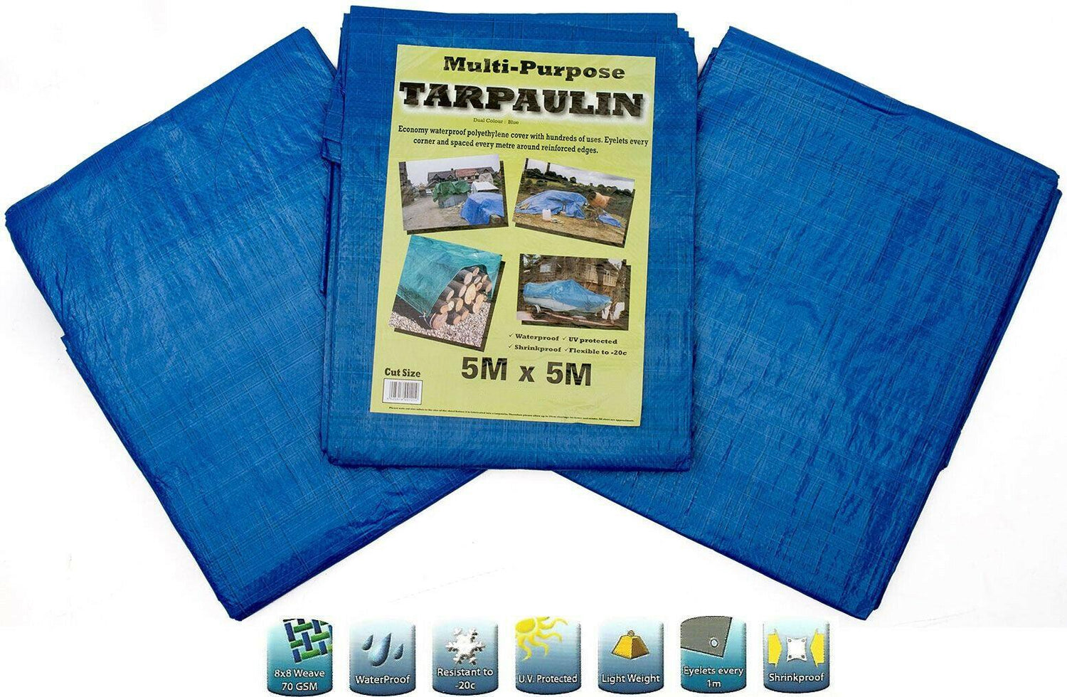 Outdoor Tarpaulin MAT Waterproof Sheets Cover Swimming Pool Up to 15FT 5x5m