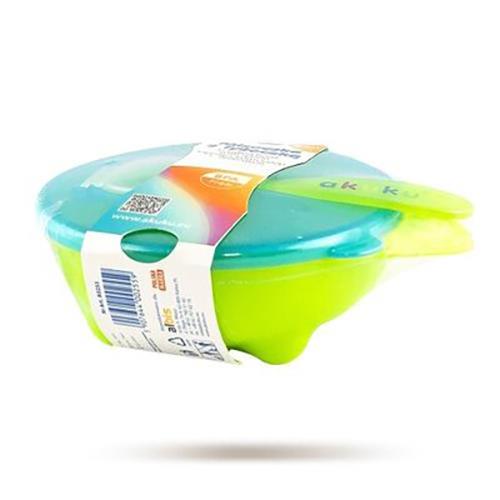 Baby Feeding bowl suction bowl with lid and spoon AKUKU Green