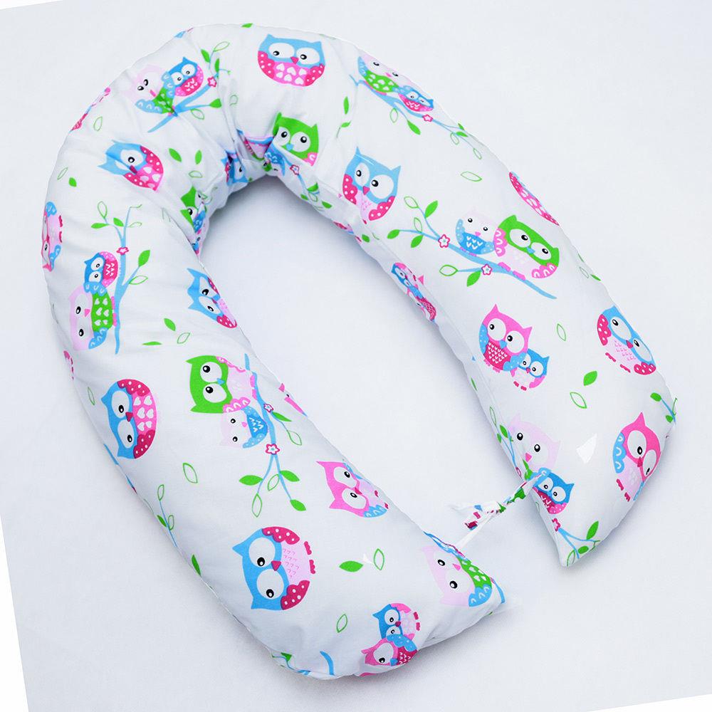 Large Brestfeeding Pillow Cover Baby Pregnancy 170cm Owls White
