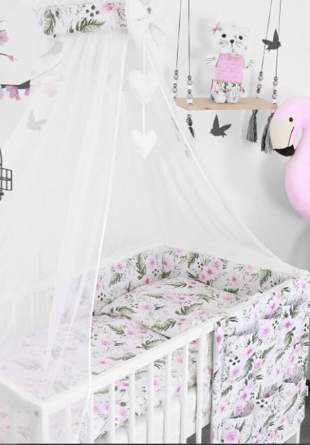 Baby Bedding Set 10Pc Fit Cot Bed 140x70cm - Garden Flowers
