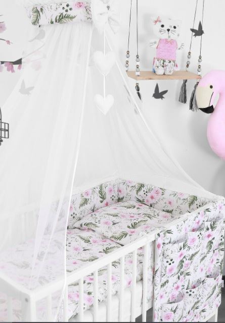 Baby bedding set 10Pc fit cot bed 140x70cm - Garden Flowers