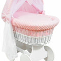 Baby Full Bedding Set With Canopy To Fit Wicker Moses Basket Dimple Pink