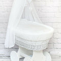 Full Bedding Set With Canopy To Fit Wicker Moses Basket Dimple White
