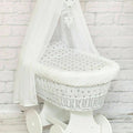 Full Bedding Set With Canopy To Fit Wicker Moses Basket Small Stars With White - Dimple White