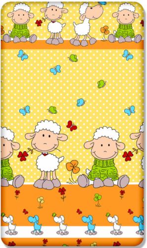 Baby Fitted Cot Bed Sheet Printed 100% Cotton Mattress 140X70cm Sheep Yellow