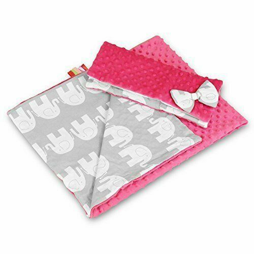 Warm Baby Blanket Dimple Quilt Pillow 100X75 Pink - Elephants Grey