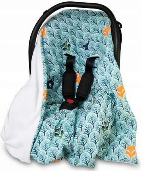 Baby Blanket Car Seat Reversible Wrap Plush Soft Double Sided Cotton 100X100cm White-Fox In The Forest