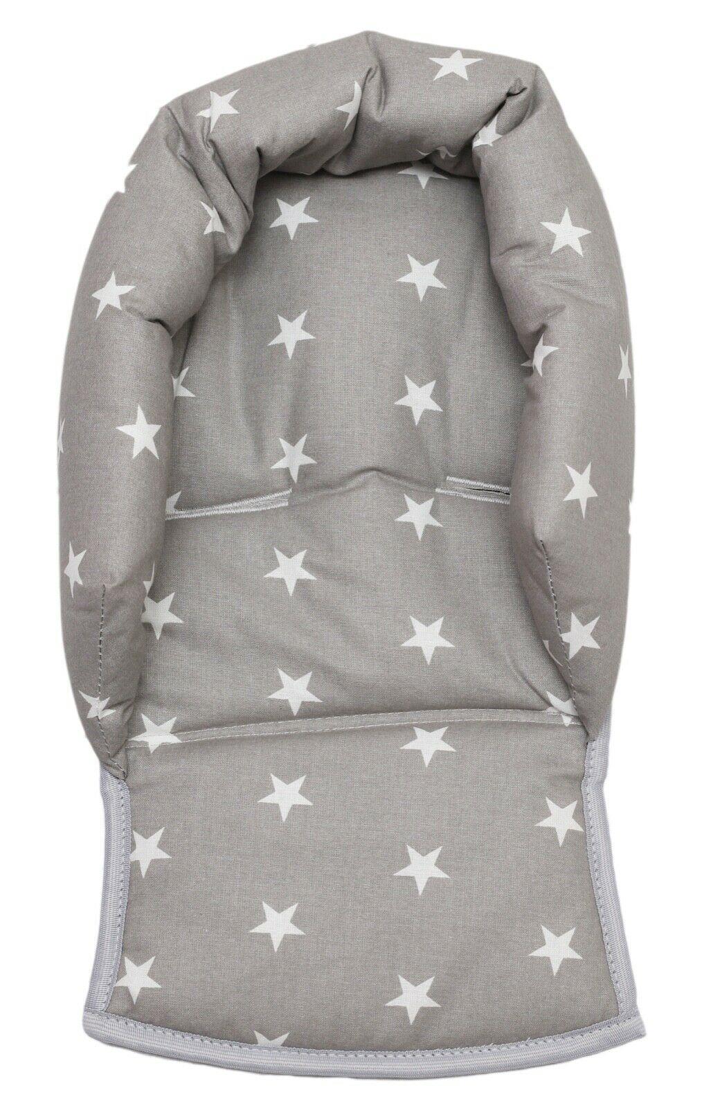 Baby Head Car Seat Rest Cushion Toddler Child Support Pillow Small White Stars With Grey