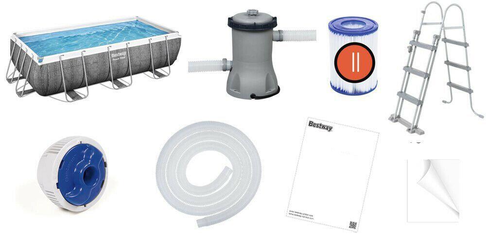 Bestway Swimming Pool 13Ft 3In 404X201X100cm Power Steel Rattan Rectangular