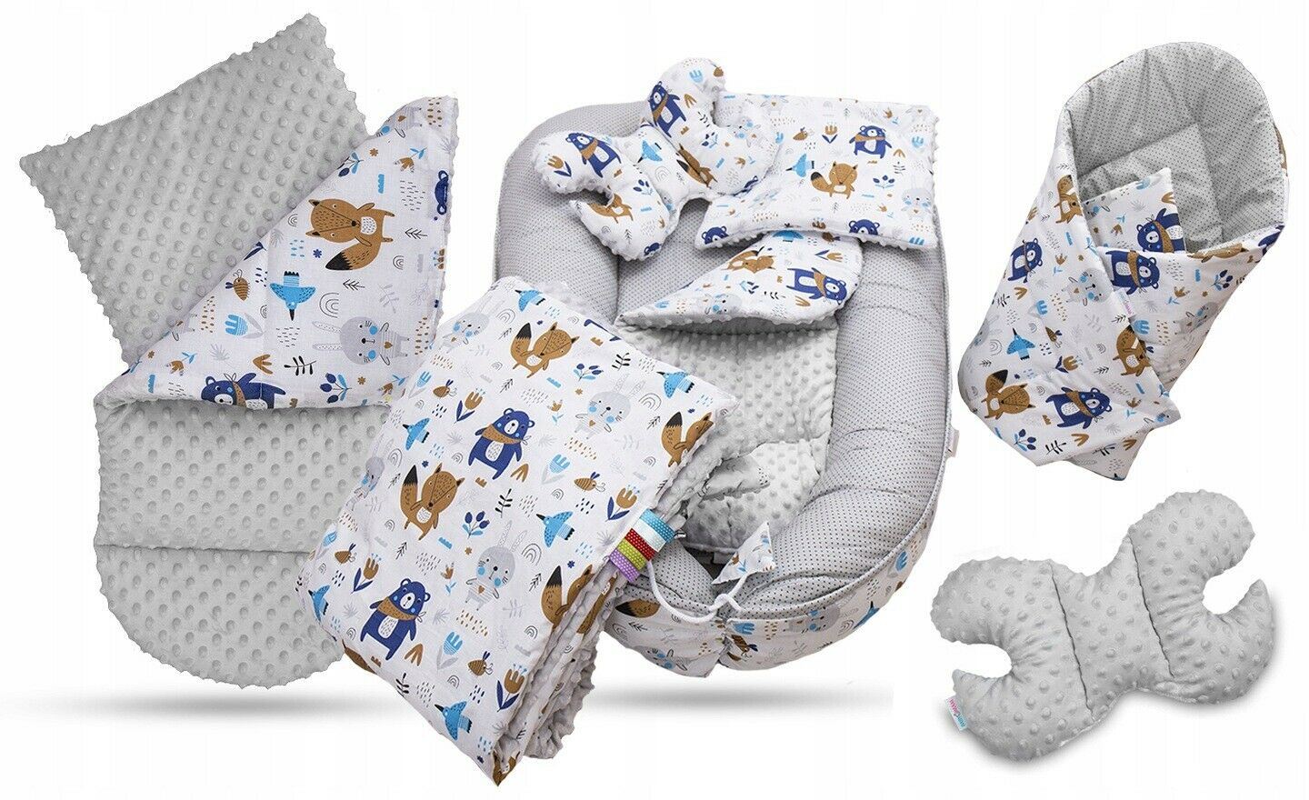 Baby 6pc Double-sided soft infant Cocoon Boho Navy / Small Dots