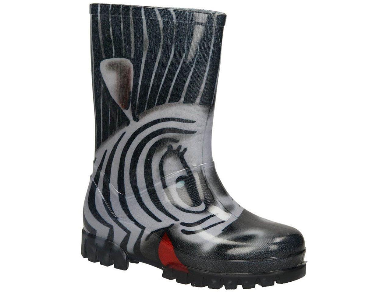 Wellies Kids Rain Snow Boots Removable Inner Lining Socks Wellington Zebra Black