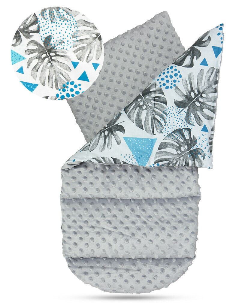 Baby 6pc Double-sided soft infant Cocoon Blue leaves/ Dots with grey