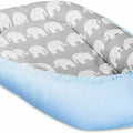 Baby Soft Cocoon Infant Reversible Sleep Nest Blue/ Elephants Grey