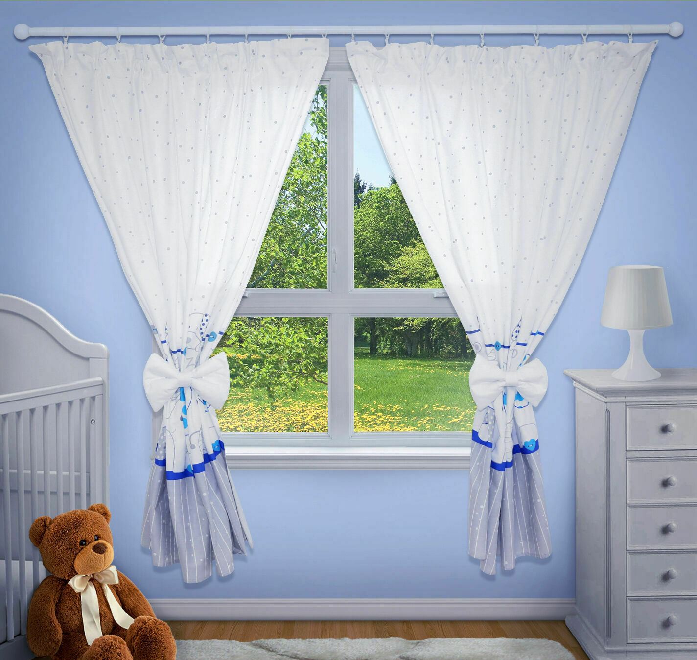 Nursery Curtains for Babies & Toddler's Bedroom Zoo blue
