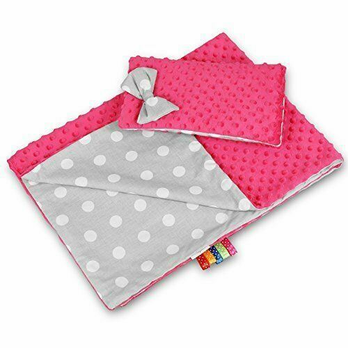 Warm Baby Blanket Dimple Cotton Quilt Pillow Double Sided 100X75cm Pink - Dots Grey