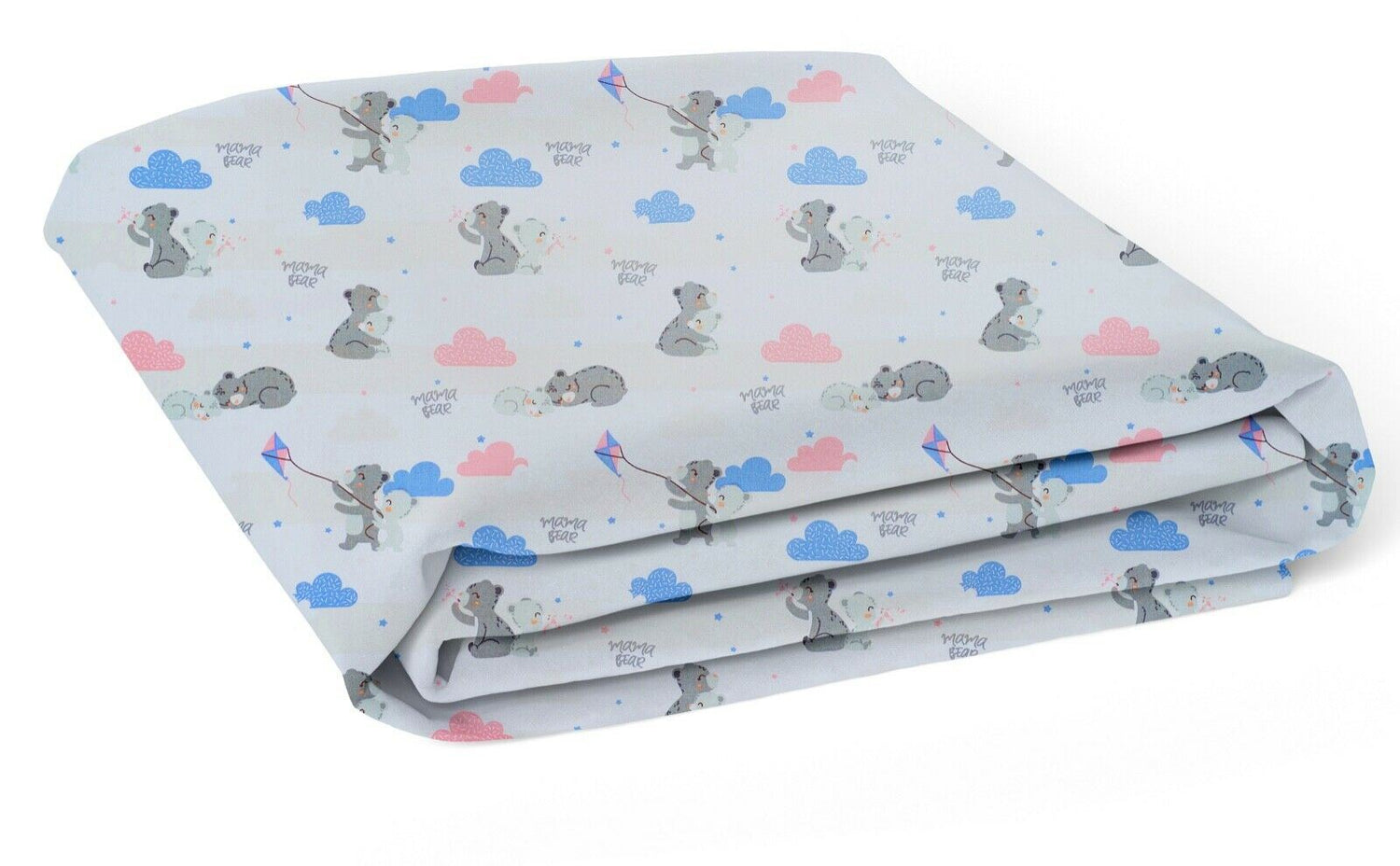 100% cotton fitted sheet printed design for baby crib 90x40cm Mama bear