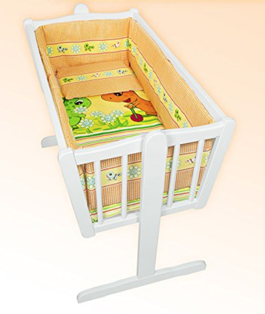 Baby Padded Bumper 100% Cotton To Fit Crib All Round 260cm Dino Orange