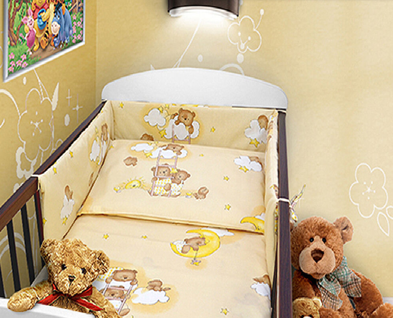 Baby bedding 6pc cotton set pillow duvet bumper cot 120x60 - Ladder cream