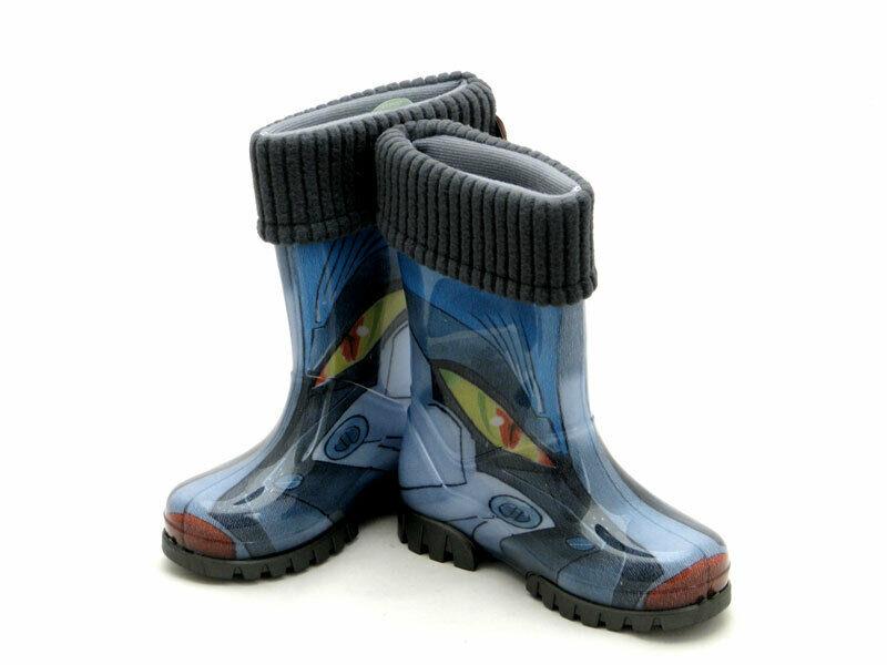Wellies Kids Rain Snow Boots Removable Inner Lining Socks Wellington Dragon