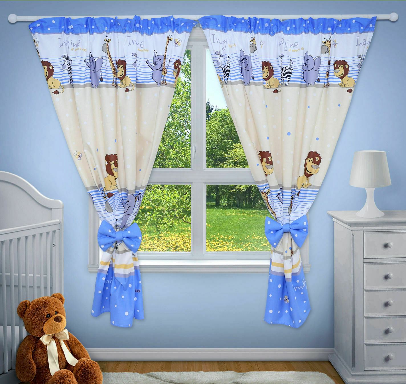 Nursery Curtains for Babies & Toddler's Bedroom Safari blue