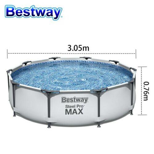 56408 Bestway 10Ft 305cmx76cm Grey Steel Pro Max Round Pool With Filtration Pump