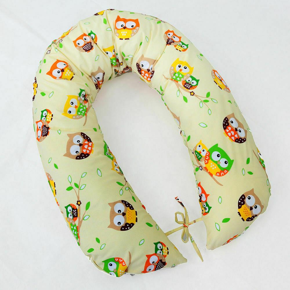 Large Breastfeeding Pillow Baby Nursing Maternity Pregnancy Cotton Cover 170cm Owls Yellow