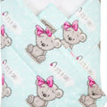 Baby Swaddle Wrap Newborn Bedding Blanket 100% Cotton Sleeping Bag Teddy Girl Bear Mint