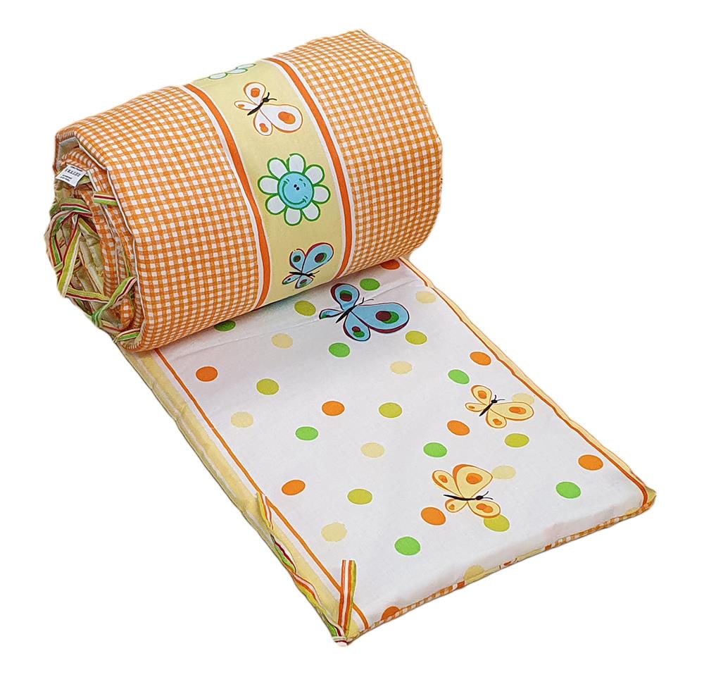 Baby Padded Bumper 100% Cotton To Fit Crib All Round 260cm Dino Orange