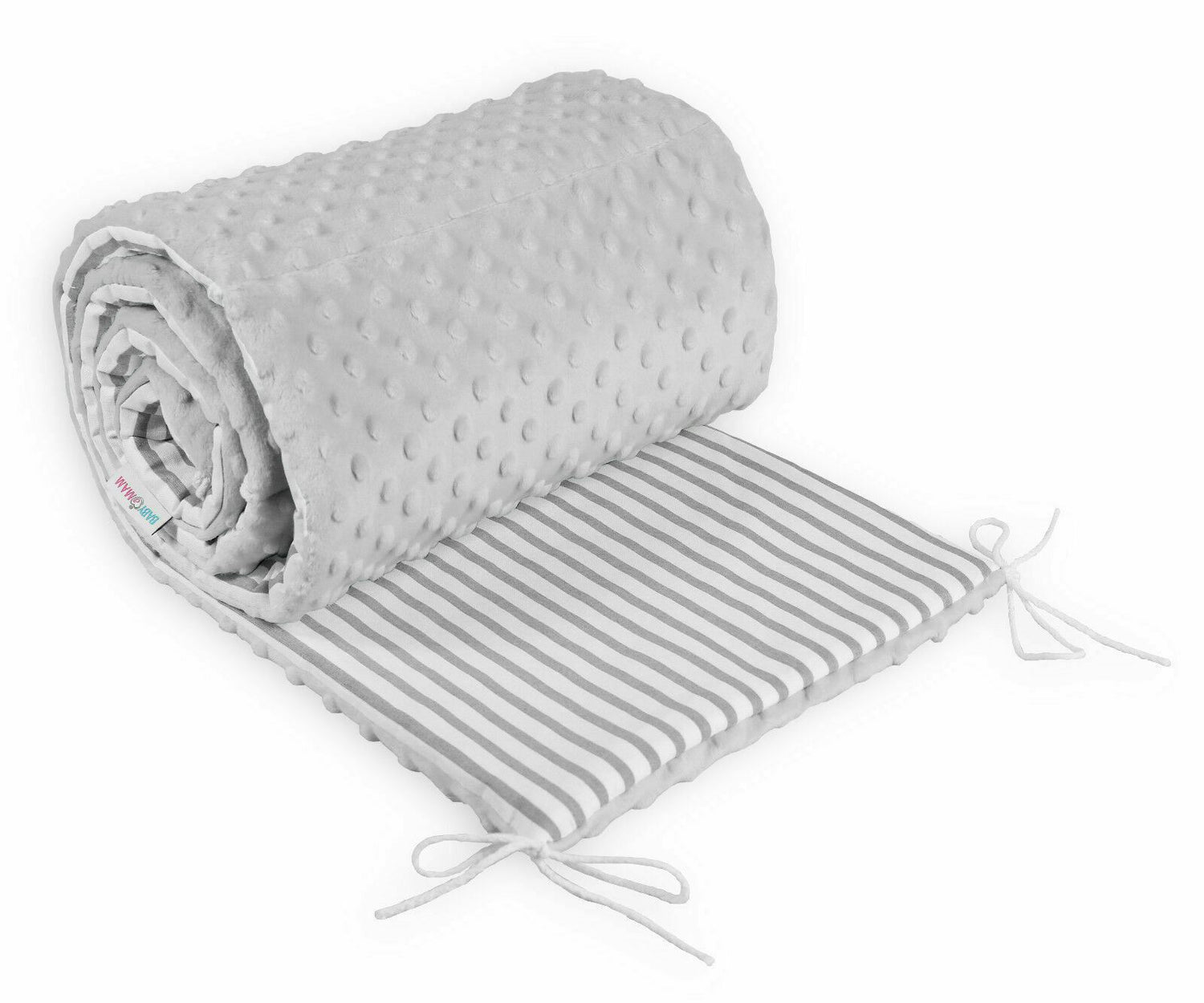 Baby dimple padded bumper 180cm straight fit COT 120x60 Grey/ Grey stripes