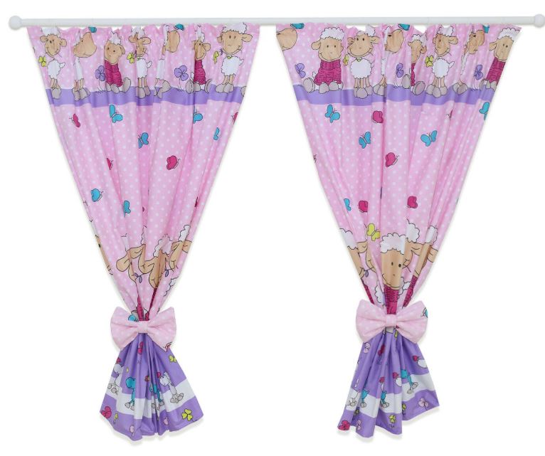 Nursery Curtains for Babies & Toddler's Bedroom Window Sheep pink