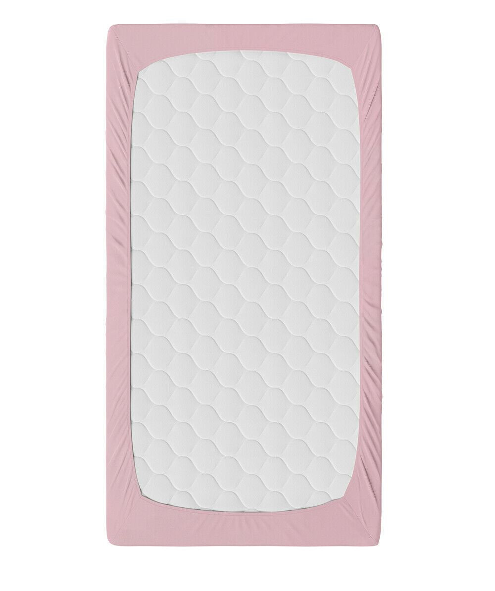 Super Soft Fitted Sheet Jersey Stretchy Cotton Fit Crib/Cradle 90X40 Pink