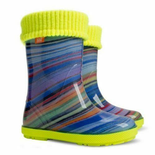Wellies Kids Rain Snow Boots Removable Inner Lining Socks Wellington Saturn