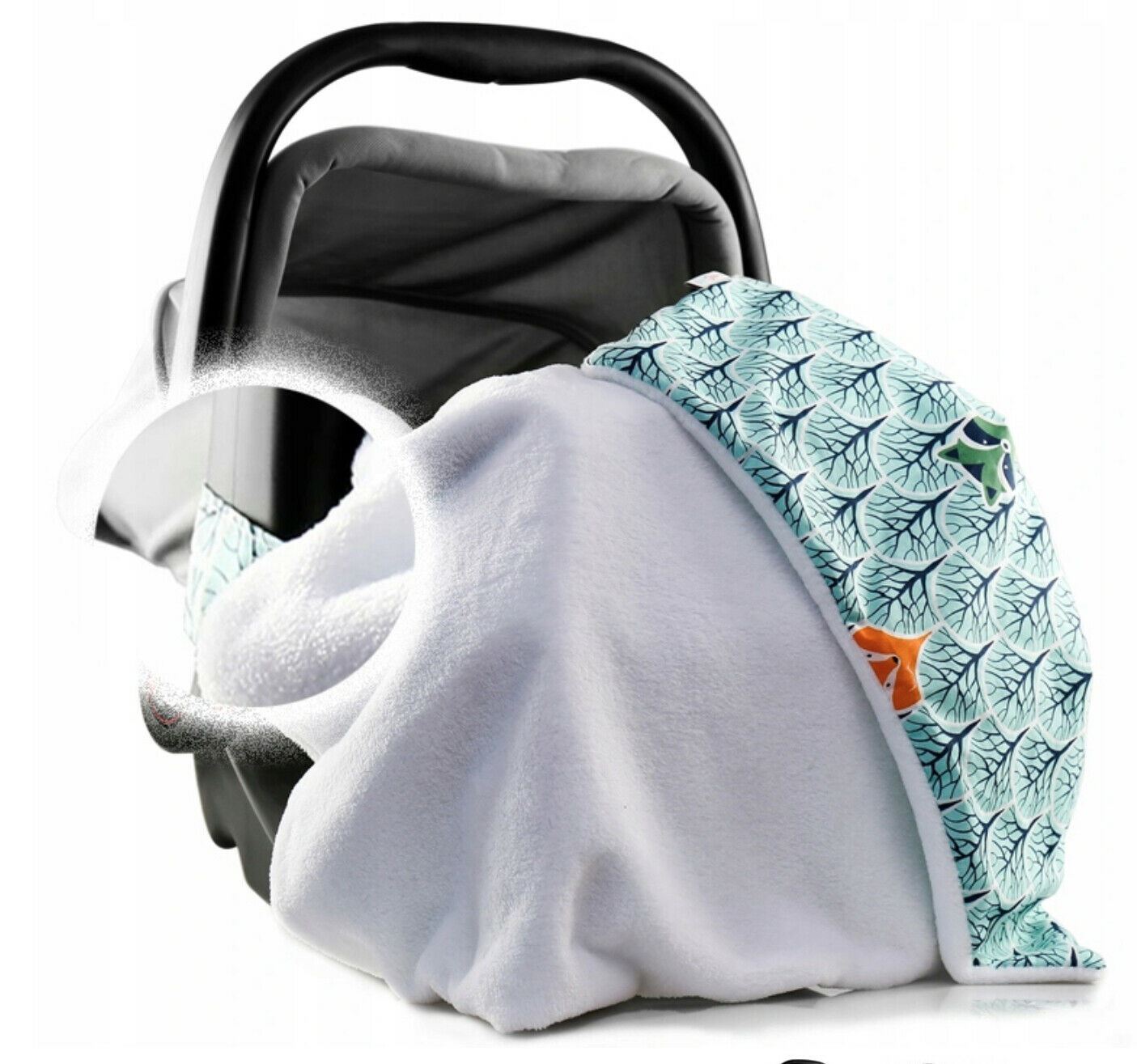 Car Seat Kids Baby Swaddle Travel Cotton Blanket 75X50cm Soft Wrap Double Sided White-Fox In The Forest