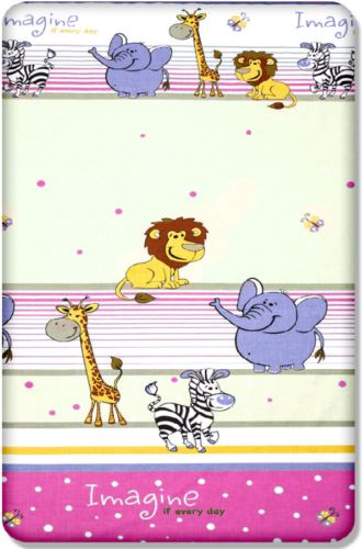 Baby Fitted Toddler Bed Sheet Printed 100% Cotton Mattress 160X80cm Safari Pink