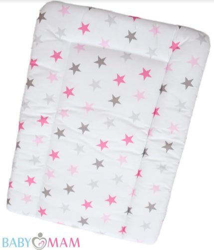 Baby 100% cotton changing mat child toddler Grey Pink Stars