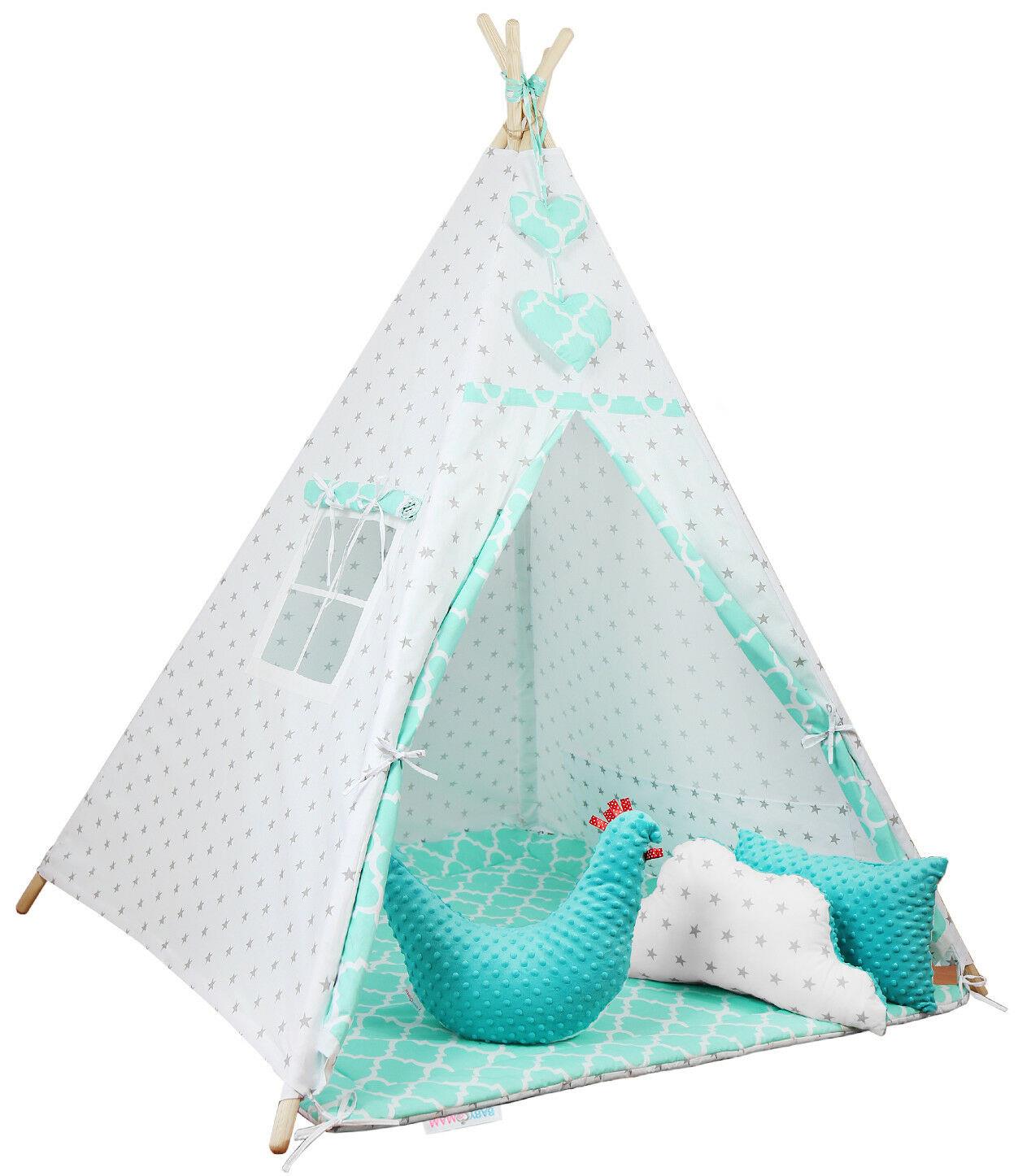 Teepee Wigwam Indoor Outdoor Kids Playhouse Tent With Three Cushions Star Dust
