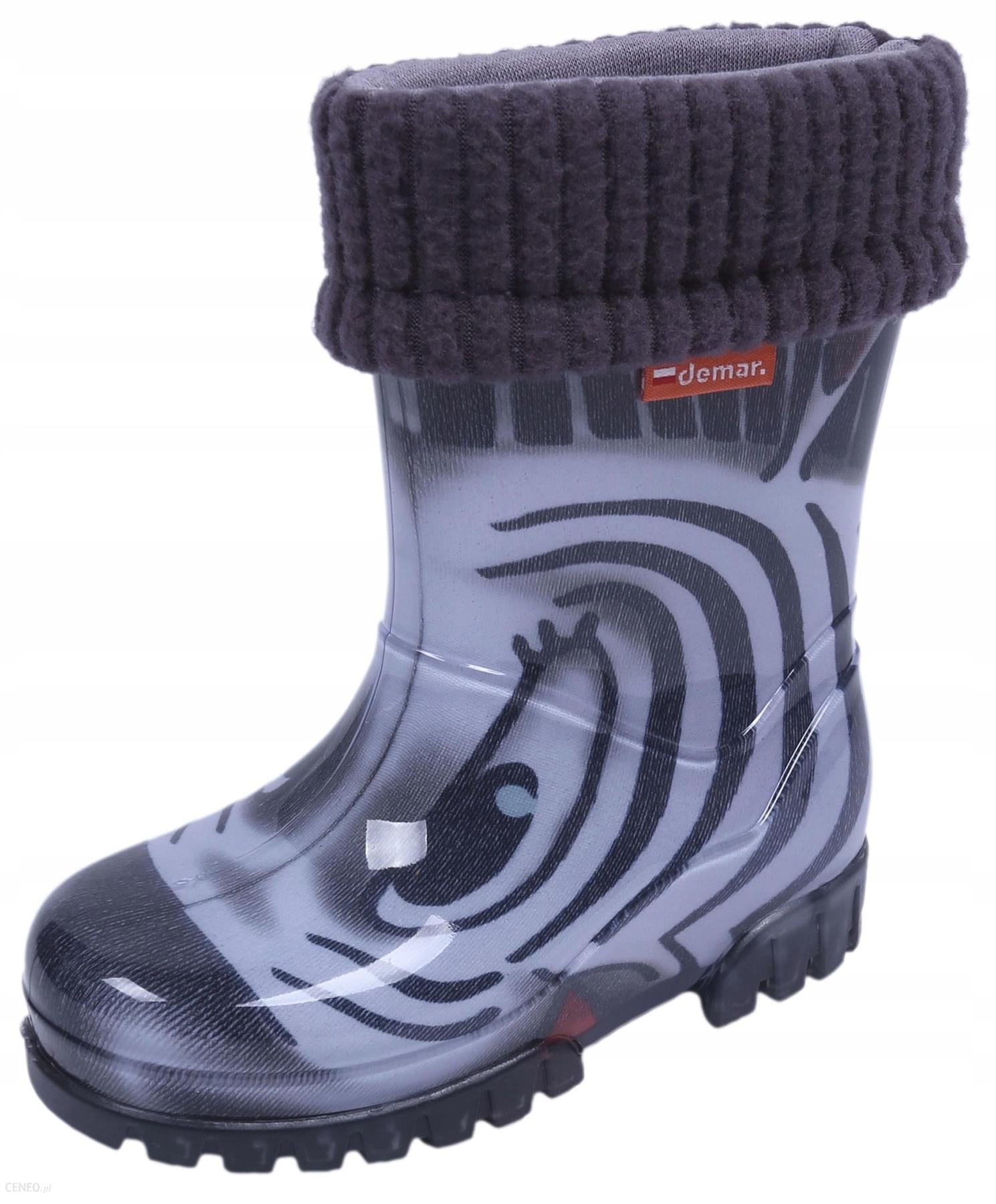 Wellies Kids Rain Snow Boots Removable Inner Lining Socks Wellington Zebra Black