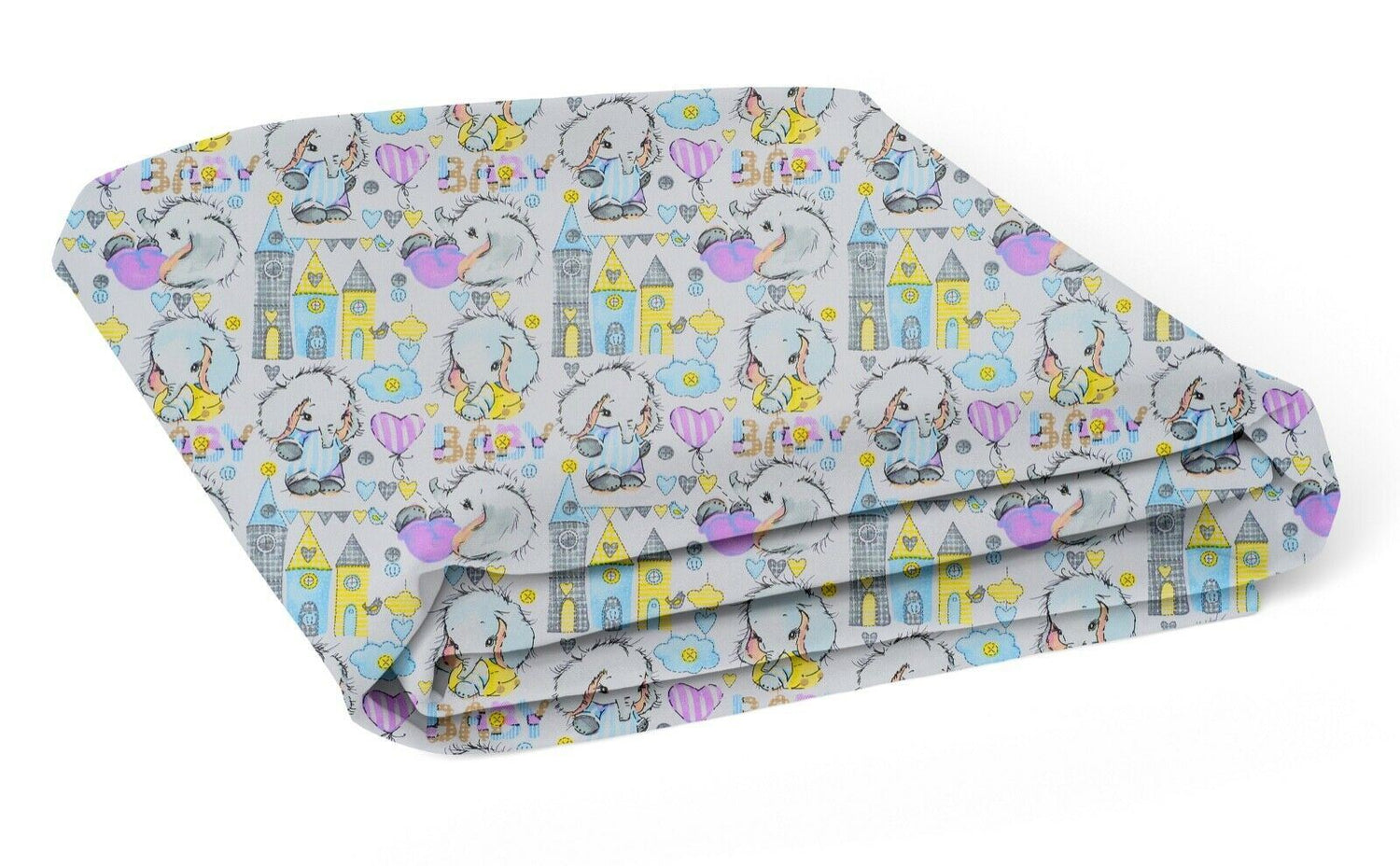 100% cotton fitted sheet printed design for baby crib 90x40cm Little elephant