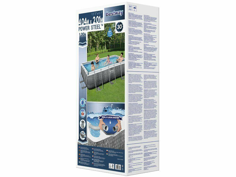 Bestway Swimming Pool 13Ft 3In 404X201X100cm Power Steel Rattan Rectangular