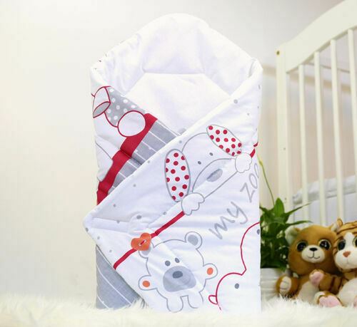 Baby Swaddle Wrap Newborn Bedding Blanket 100% Cotton Sleeping Bag Zoo Red