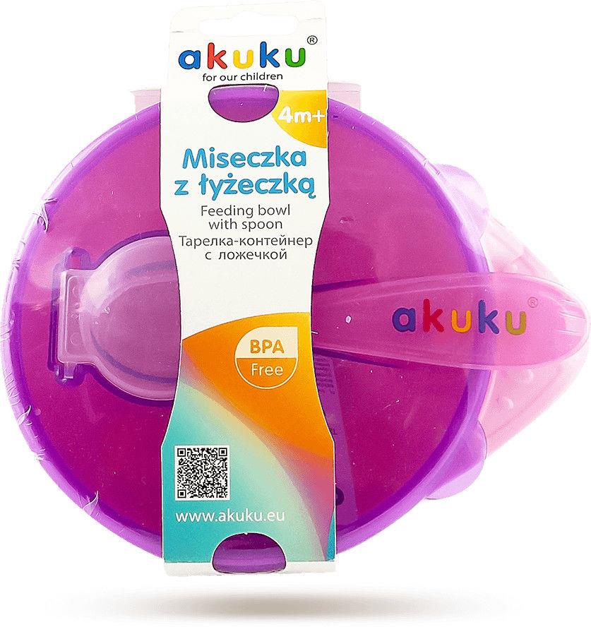 Baby Feeding bowl suction bowl with lid and spoon AKUKU Pink