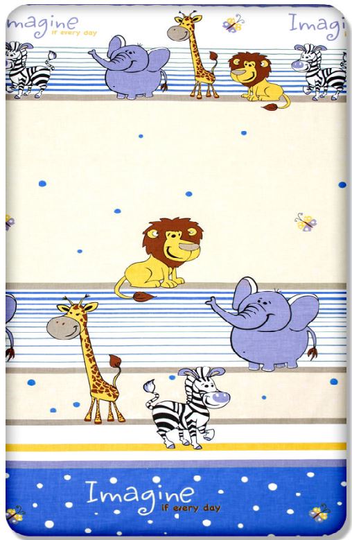 100% cotton fitted sheet printed design for baby crib 90x40cm Safari Blue