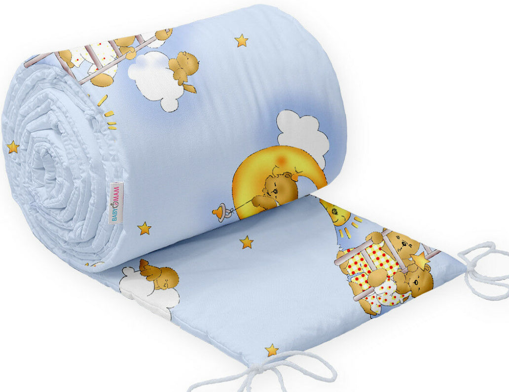 Padded baby bumper to fit cot 120x60 all around 100% cotton 360cm Bumper Ladder Blue