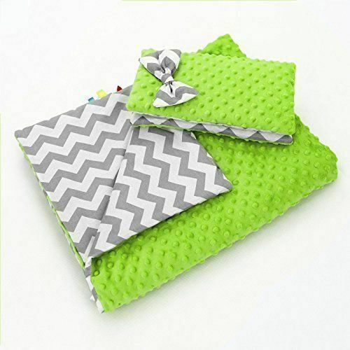 Warm Baby Blanket Dimple Cotton Quilt Pillow Double Sided 100X75cm Green - Zig Zag