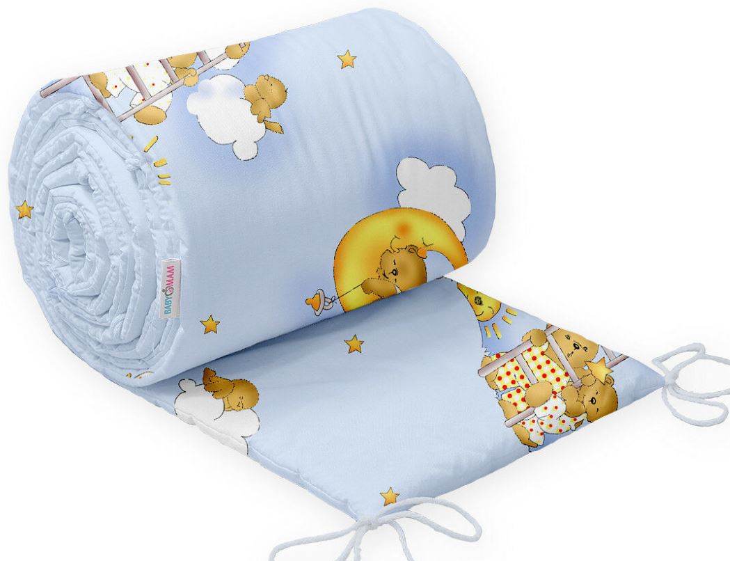 Baby Bedding Cot Liner Cotton 190cm Half Cot Bed Ladder Blue