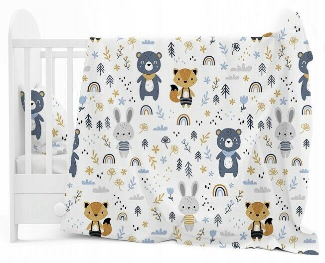 5Pc Bedding Set Nursery Pillow Duvet Bumper Fit Cot 120x60cm Forest Friends