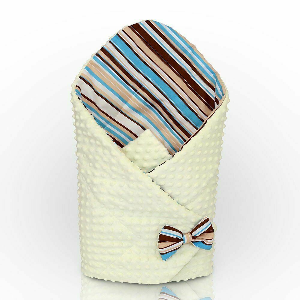Baby Swaddle Wrap Newborn Dimple Cotton Infant Bedding Cream/ Brown Stripes