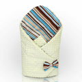 Baby Swaddle Wrap Newborn Dimple Cotton Infant Bedding Cream/ Brown Stripes